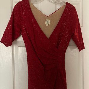 Anthropologie Weston Wear Red Lace Top
